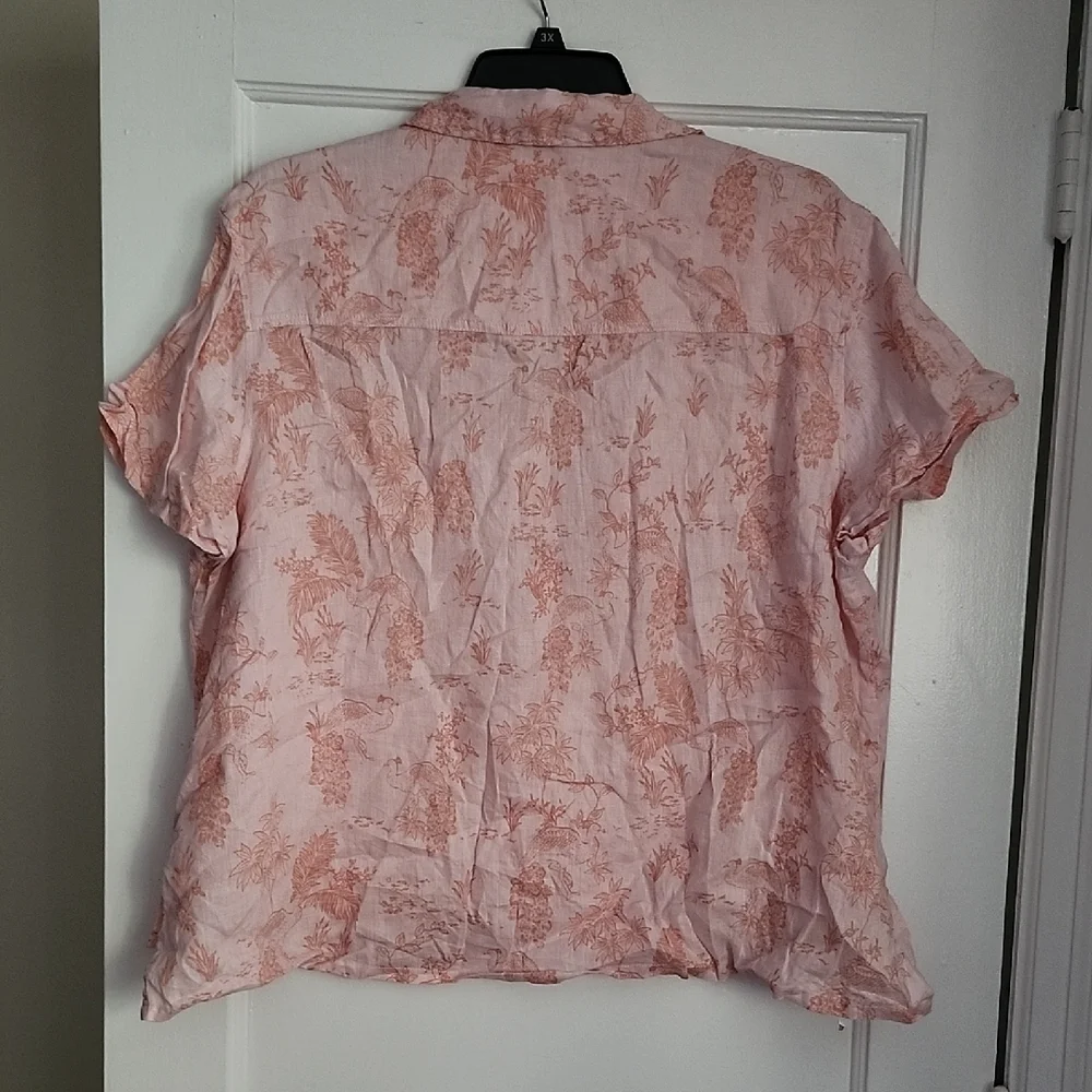 Cynthia Rowley 100% Linen Button Down Tropical Print Shirt - Picture 8 of 14